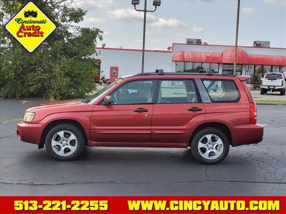 2003 Dk. Red Subaru Forester XS (JF1SG65643H) with an 2L NA H4 single overhead Fuel Injected engine, 4-Speed Automatic transmission, located at 5489 Dixie Highway, Fairfield, OH, 45014, (513) 221-2255, 39.333084, -84.523834 - Photo #1