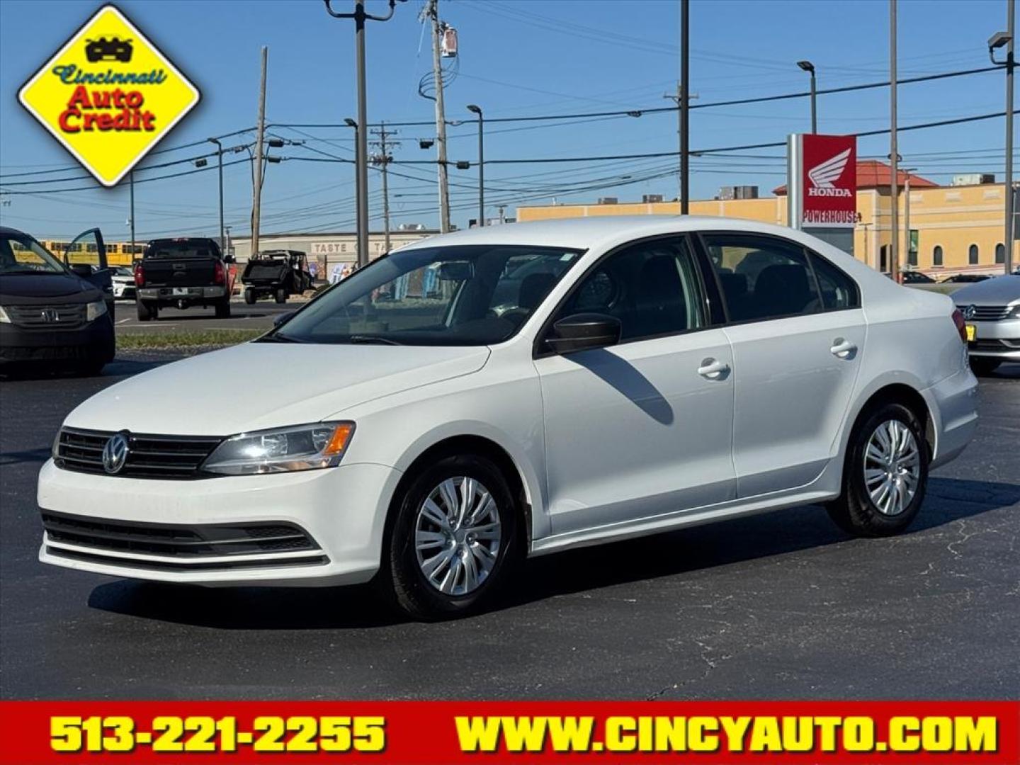 2015 Pure White Volkswagen Jetta S (3VW2K7AJ6FM) with an 2.0L 2.0L I4 115hp 125ft. lbs. Fuel Injected engine, 6-Speed Shiftable Automatic transmission, located at 5489 Dixie Highway, Fairfield, OH, 45014, (513) 221-2255, 39.333084, -84.523834 - Photo#0