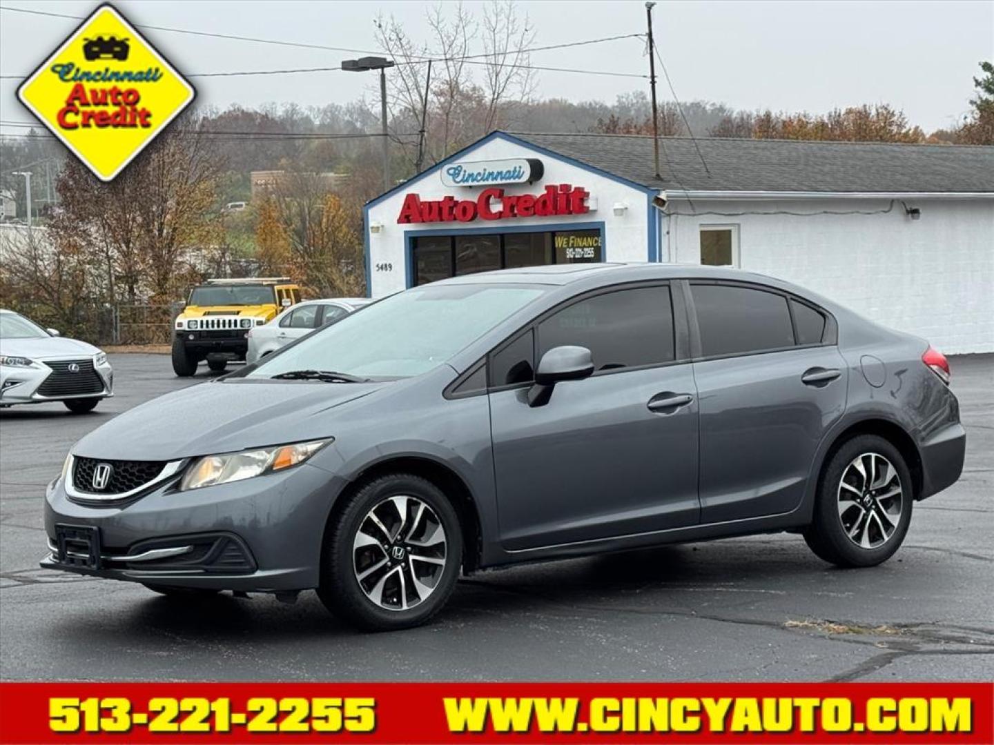 2013 Polished Metal Metallic Gy Honda Civic EX (19XFB2F89DE) with an 1.8L 1.8L I4 140hp 128ft. lbs. Fuel Injected engine, 5-Speed Automatic transmission, located at 5489 Dixie Highway, Fairfield, OH, 45014, (513) 221-2255, 39.333084, -84.523834 - Photo#0