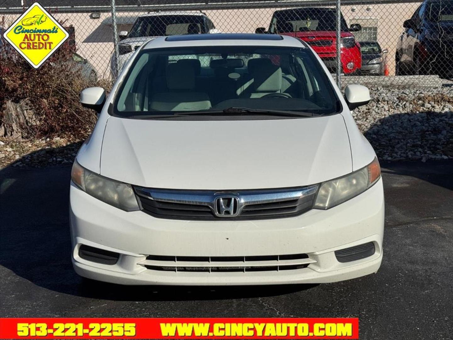 2012 Taffeta White Honda Civic EX (19XFB2F8XCE) with an 1.8L 1.8L I4 140hp 128ft. lbs. Fuel Injected engine, 5-Speed Automatic transmission, located at 2813 Gilbert Avenue, Cincinnati, OH, 45206, (513) 221-2255, 39.130219, -84.489189 - Photo#1
