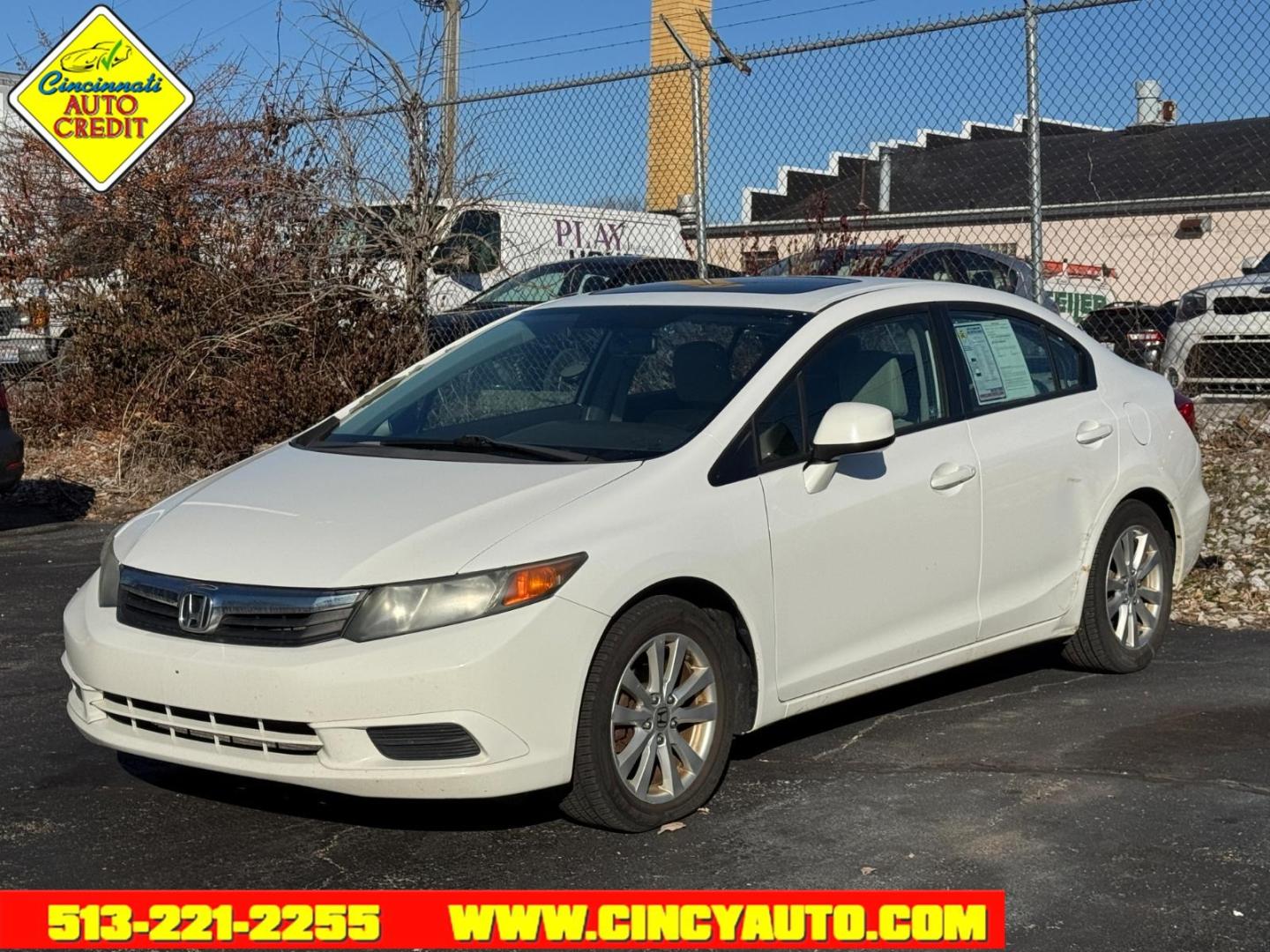 2012 Taffeta White Honda Civic EX (19XFB2F8XCE) with an 1.8L 1.8L I4 140hp 128ft. lbs. Fuel Injected engine, 5-Speed Automatic transmission, located at 2813 Gilbert Avenue, Cincinnati, OH, 45206, (513) 221-2255, 39.130219, -84.489189 - Photo#0