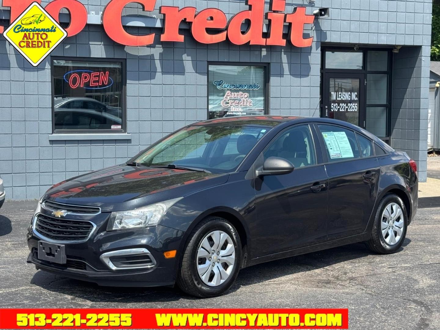 2015 Black Granite Metallic Gar Chevrolet Cruze LS Auto (1G1PA5SH5F7) with an 1.8L Ecotec 1.8L Flex Fuel I4 138hp 125ft. lbs. Sequential Multiport Fuel Injection engine, 6-Speed Shiftable Automatic w/Overdrive transmission, located at 2813 Gilbert Avenue, Cincinnati, OH, 45206, (513) 221-2255, 39.130219, -84.489189 - Photo#0