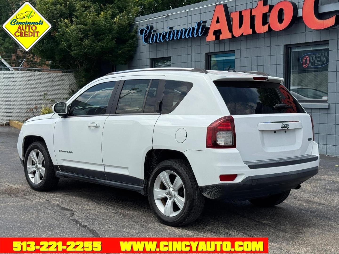 2014 Bright White Clear Coat Pw7 Jeep Compass Latitude (1C4NJCEB5ED) with an 2.4L 2.4L I4 172hp 165ft. lbs. Sequential Multiport Fuel Injection engine, 6-Speed Shiftable Automatic transmission, located at 2813 Gilbert Avenue, Cincinnati, OH, 45206, (513) 221-2255, 39.130219, -84.489189- Photo#2