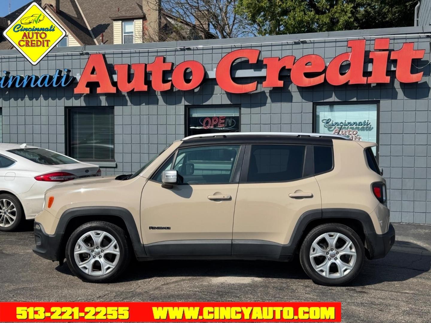2016 Mojave Sand Clear Coat Jeep Renegade Limited (ZACCJADT8GP) with an 2.4L Tigershark 2.4L Flex Fuel I4 180hp 175ft. lbs. Sequential Multiport Fuel Injection engine, 9-Speed Shiftable Automatic transmission, located at 2813 Gilbert Avenue, Cincinnati, OH, 45206, (513) 221-2255, 39.130219, -84.489189- Photo#1