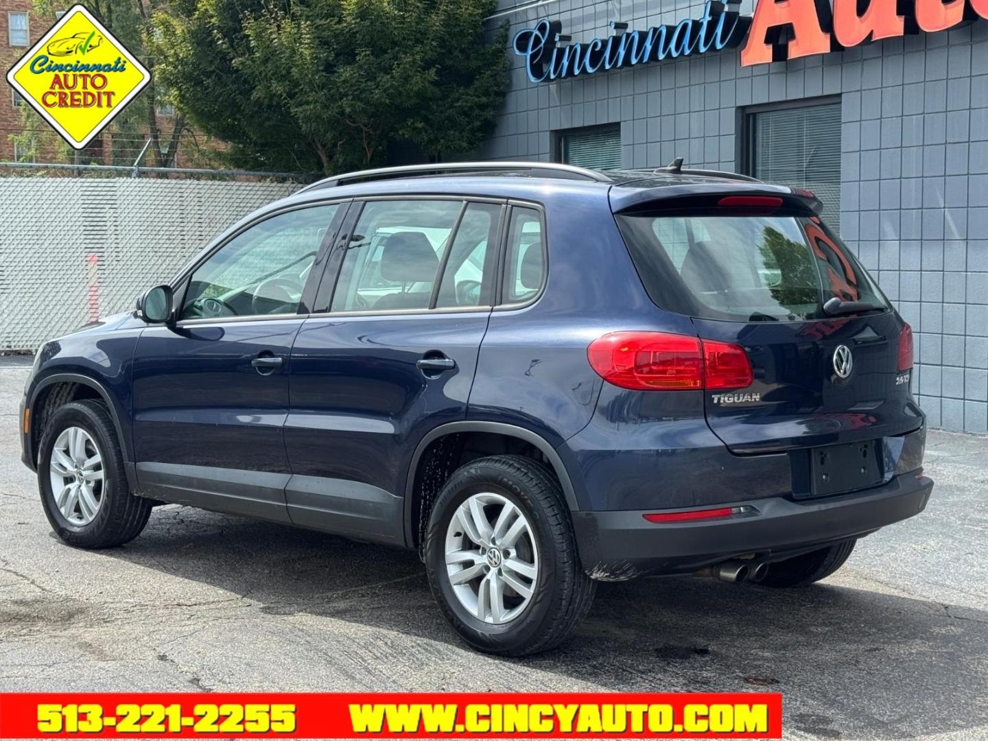 2015 Night Blue Metallic Volkswagen Tiguan S (WVGAV7AX7FW) with an 2.0L 2.0L Turbo I4 200hp 207ft. lbs. Fuel Injected engine, 6-speed Automatic with Tiptronic transmission, located at 2813 Gilbert Avenue, Cincinnati, OH, 45206, (513) 221-2255, 39.130219, -84.489189- Photo#2