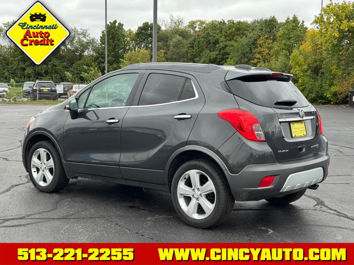 2016 Graphite Gray Metallic/Dark Cocoa Ash Gk2/Bqu Buick Encore Base (KL4CJESB0GB) with an 1.4L Ecotec 1.4L Turbo I4 138hp 148ft. lbs. Sequential Multiport Fuel Injection engine, 6-Speed Automatic w/Driver Shift Control transmission, located at 5489 Dixie Highway, Fairfield, OH, 45014, (513) 221-2255, 39.333084, -84.523834- Photo#2